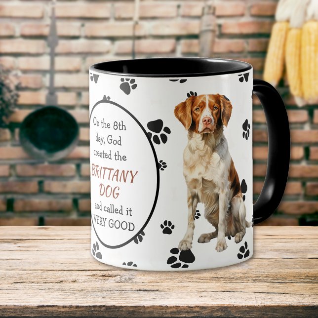 Mug Le 8e jour Dieu créa des chiens bretons (Créateur téléchargé)