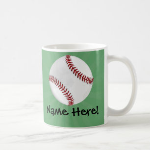 Mug Le base-ball personnalisé sur le vert badine des