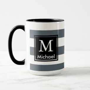 Mug Le blanc épais moderne barre le monogramme de