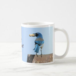 Mug Le bleu mignon frottent l'oiseau et l'arachide de