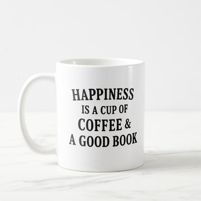 Mug Le bonheur est une coupe de café et un bon livre (Gauche)