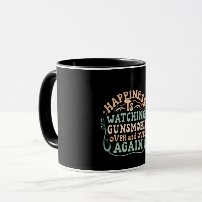 Mug Le bonheur regarde Gunfumée drôle Cowboy Casquette (Devant gauche)
