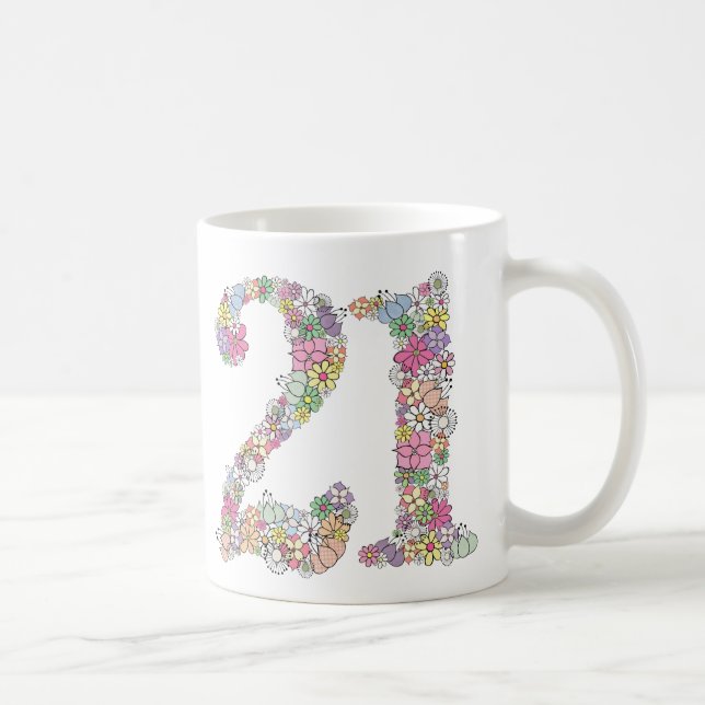 Mug Le bouquet floral 21 21èmes numérotent le cadeau (Droite)