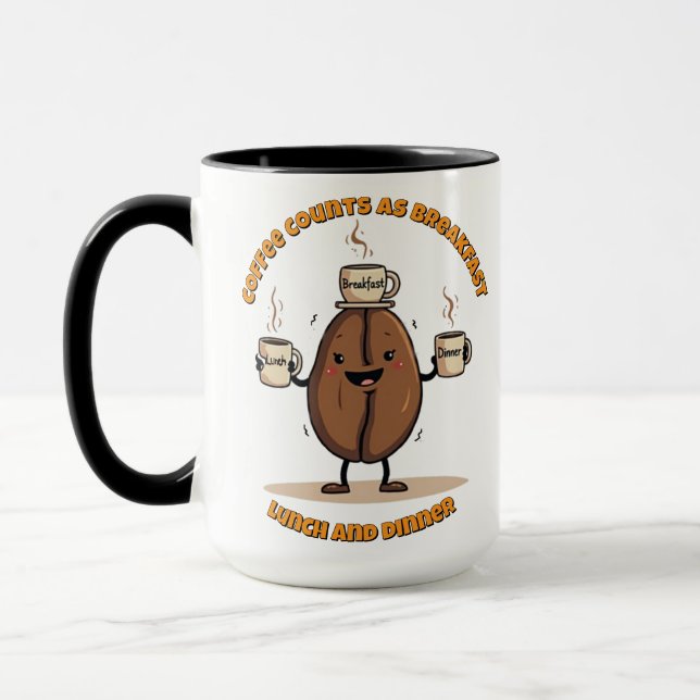 Mug Le café compte comme petit déjeuner, déjeuner et d (Gauche)