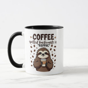 Mug Le café épelé vers l'arrière est eeffoC Caffeine S