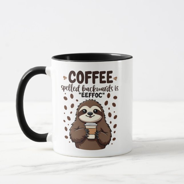 Mug Le café épelé vers l'arrière est eeffoC Caffeine S (Gauche)
