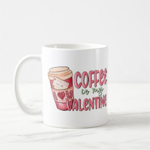 MUG LE CAFÉ EST LA JOURNÉE DE MA VALENTINE ROSE COEUR 