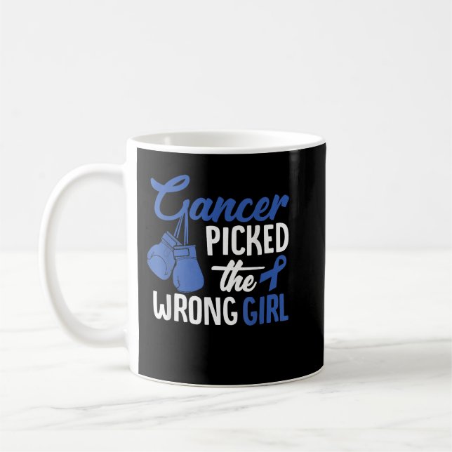 Mug Le Cancer A Choisi La Mauvaise Fille, Bleu Ruban C (Gauche)