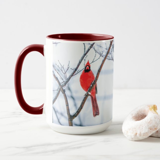 Mug Le Cardinal d'hiver Oiseaux observation de café Mu (Avec donut)