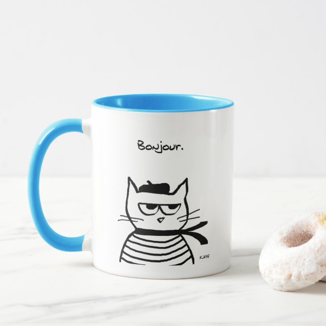 Mug Le chat fâché est tellement très français (Avec donut)