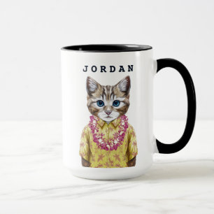 Mug Le chat hawaïen de Kitty   ajoutent votre nom