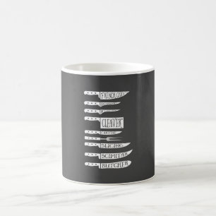 Mug le chef cuisinier cuisinier cuisinier couteaux cou