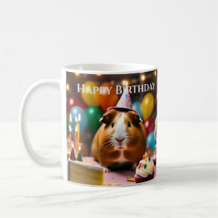 Mug Le Cochon De Guinée Fête Avec Du Gâteau Et Du Boul