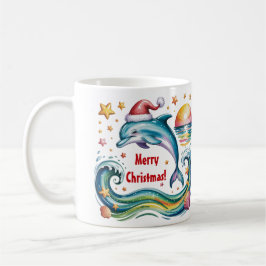 Mug Le dauphin de Noël au paradis tropical