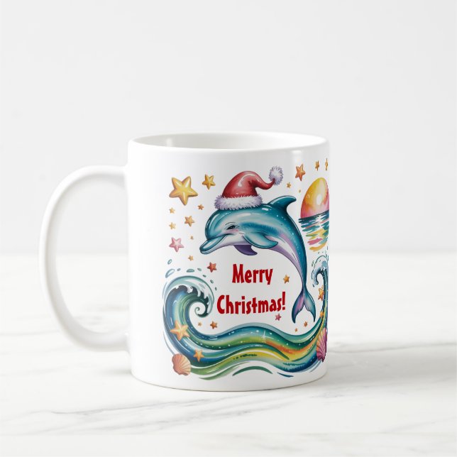Mug Le dauphin de Noël au paradis tropical (Gauche)