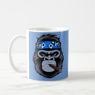 Mug Le gorille du vélo fumer le cigare art animal