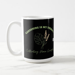 Mug Le jardinage est ma thérapie Art botanique minimal