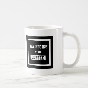 Mug Le Jour Du Design De Texte Noir Et Blanc Commence