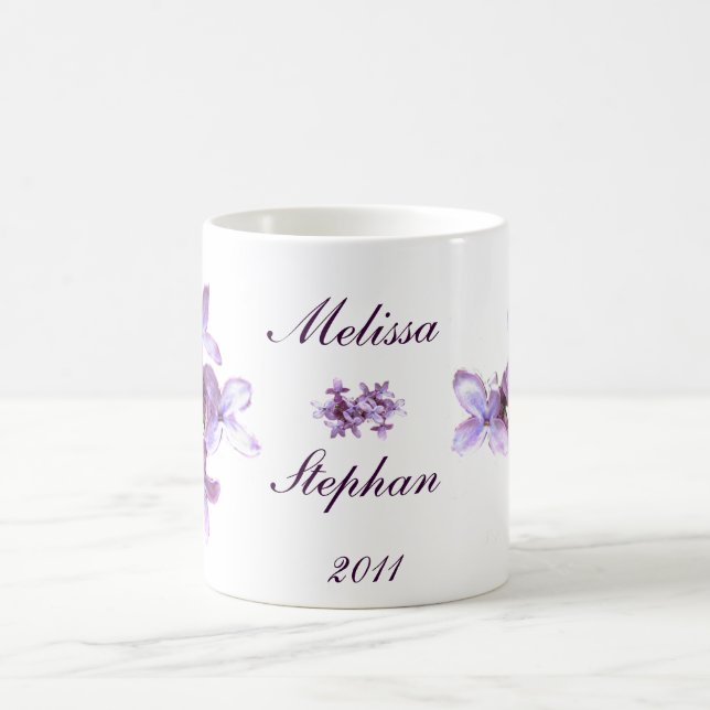 Mug Le lilas floral fleurit épouser daté (Centre)