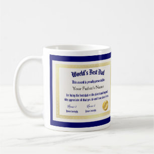 Mug Le meilleur certificat papa du monde Funny moderne