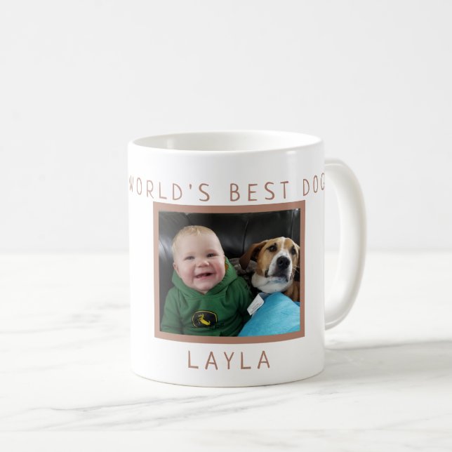 Mug Le meilleur chien du monde personnalisé avec la (Devant droit)