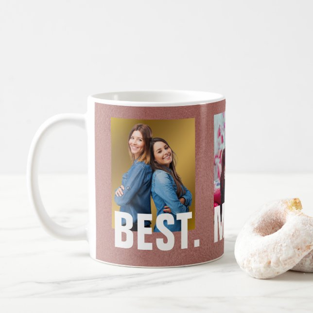 Mug Le meilleur collage toujours rose de photo de (Avec donut)