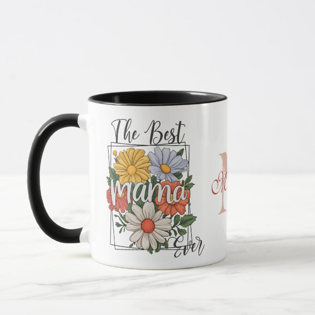 Mug Le meilleur imprimé floral de la maman (Gauche)