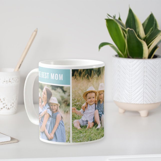 Mug Le Meilleur Maman Collage de Photos Aqua (Créateur téléchargé)