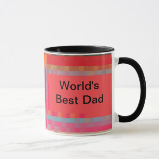 Mug Le meilleur papa du monde, plaid de pixel
