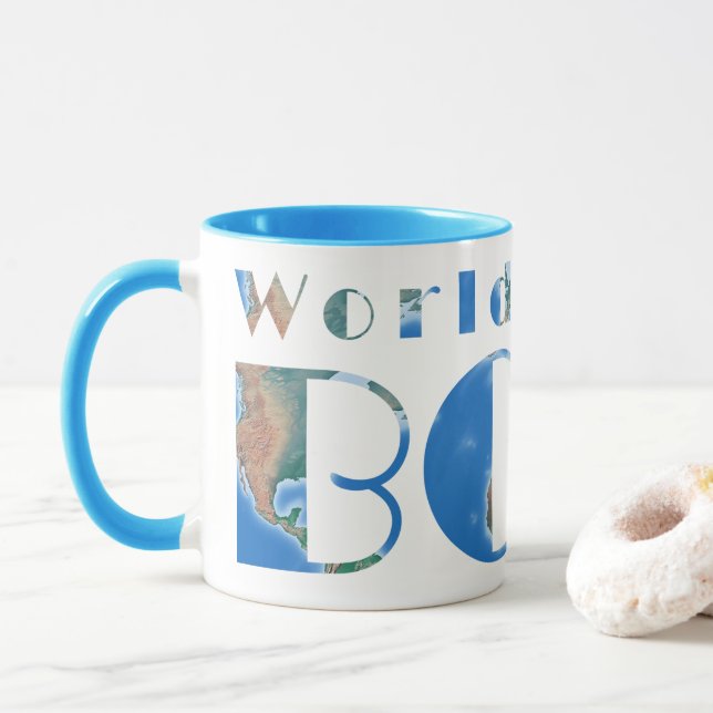Mug Le meilleur patron du monde, carte physique mondia (Avec donut)