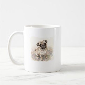 Mug Le Mendiant Impérial : Pug aquarelle