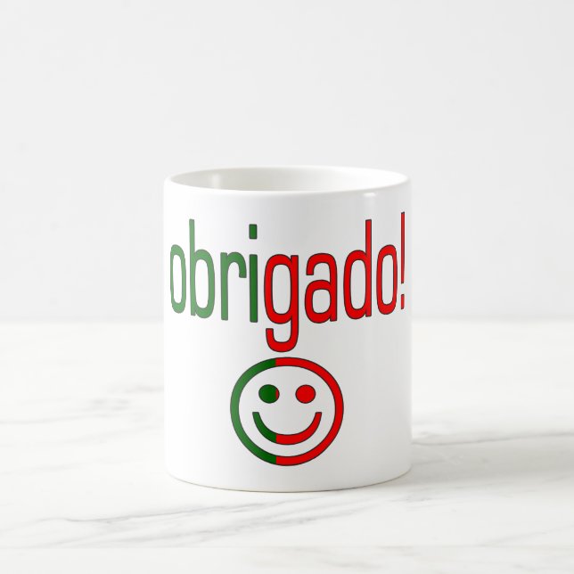 Mug Le Merci portugais Obrigado de cadeaux font face (Centre)