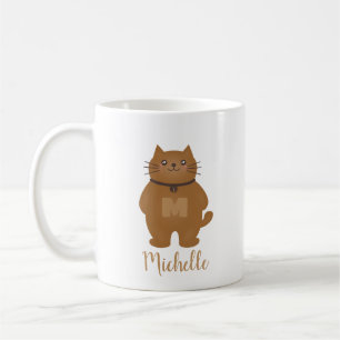 Mug Le monogramme mignon doux d'amoureux des chats de
