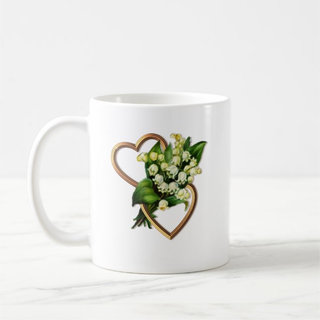 Mug Le muguet avec deux coeurs (Gauche)