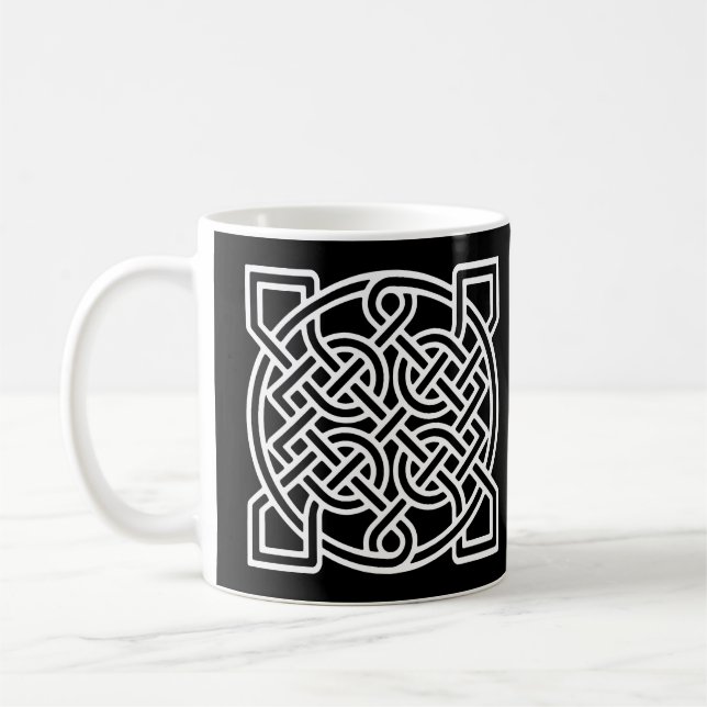 Mug Le noeud du marin celtique, blanc sur un arrière - (Gauche)