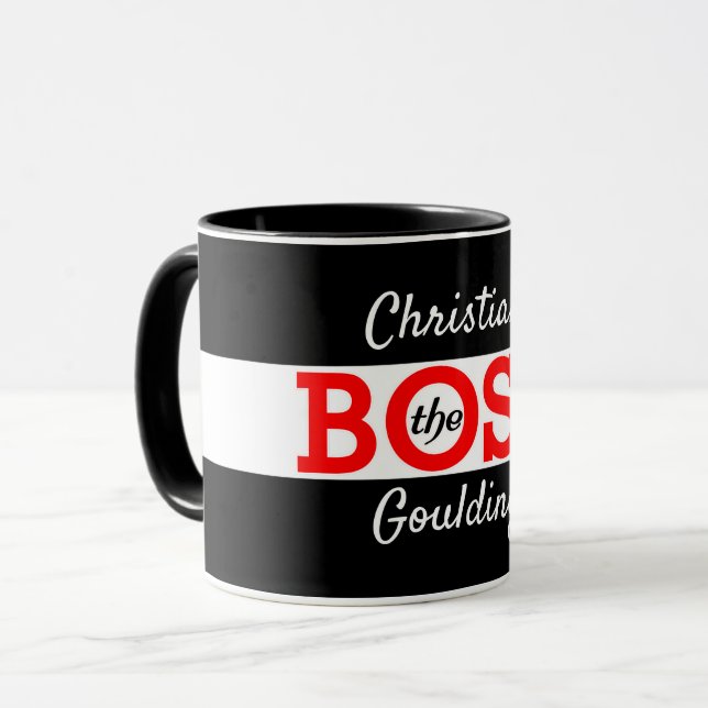 Mug Le patron / Da Boss avec votre nom (Devant gauche)