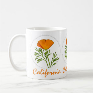 Mug Le pavot de Californie dans un cercle, Texte "Cali