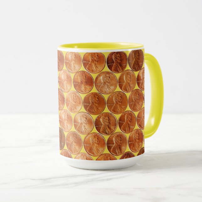 Mug Le penny/penny de Lincoln cuivrent la pièce de (Devant droit)