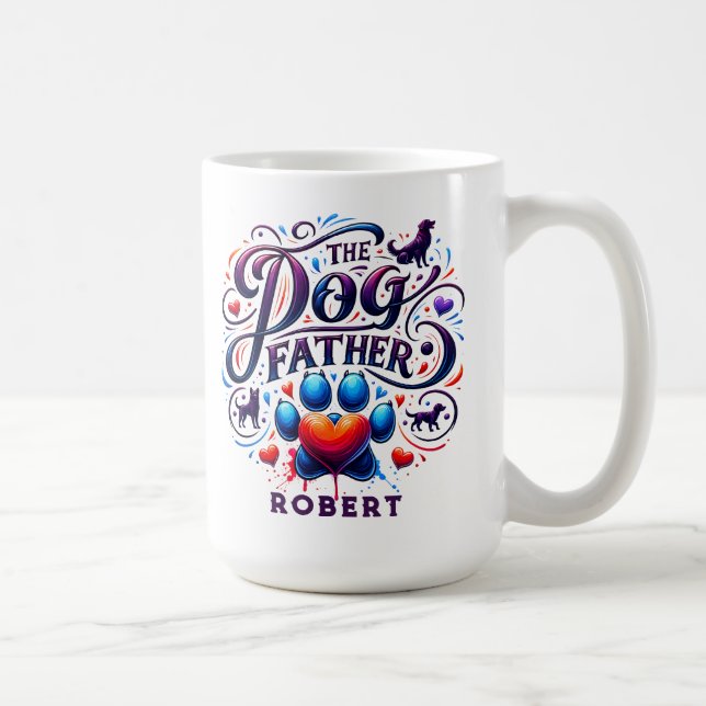 Mug Le père chien Rétro Typographie  (Droite)