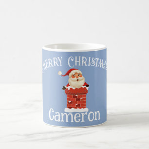 Mug Le Père Noël dans une cheminée Nom personnalisé No