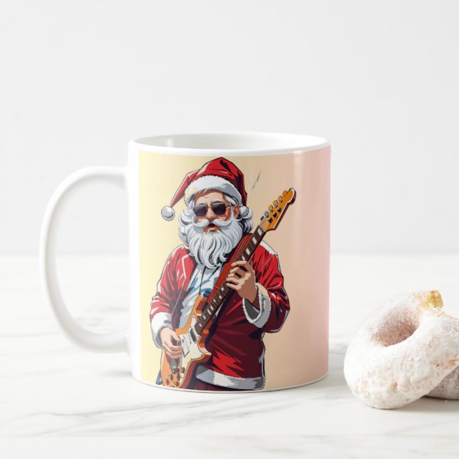 Mug Le Père Noël joue de la guitare (Avec donut)