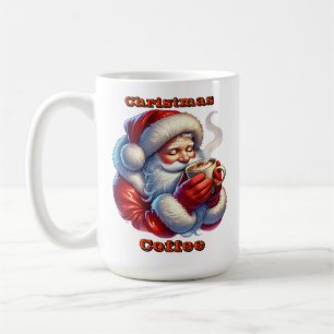 Mug Le Père Noël savoure une boisson chaude pendant un