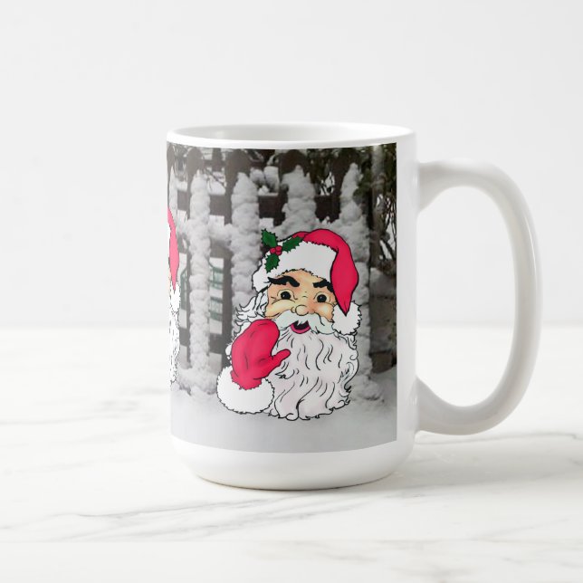 Mug Le Père Noël sur un arrière - plan de clôture enne (Droite)