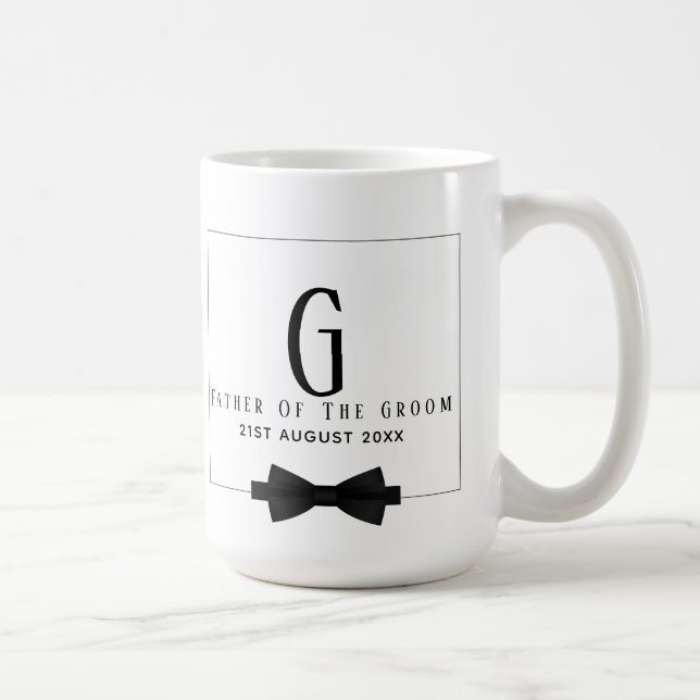 Mug Le Père Personnalisé de la Cravate Monogram Bow Gr (Droite)
