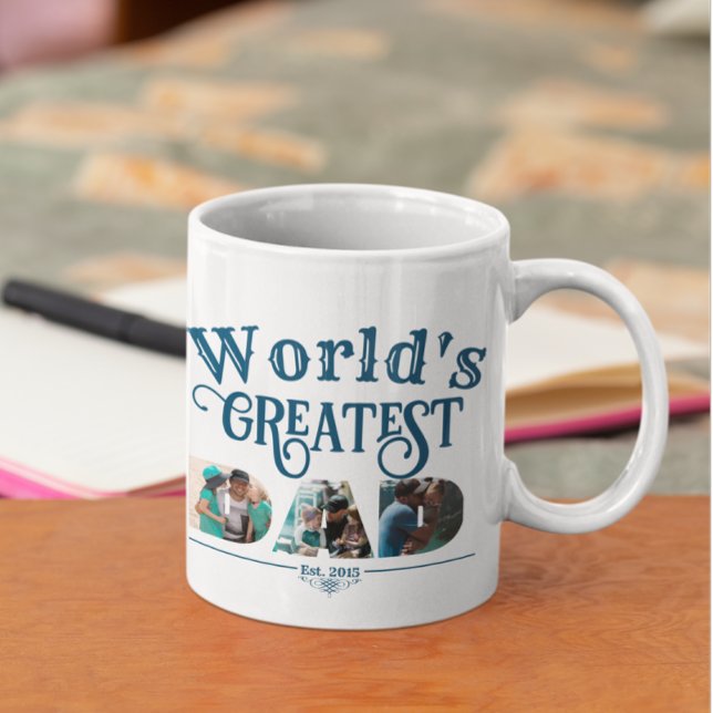 Mug Le plus grand DAD du monde avec 3 cadres photo (Créateur téléchargé)