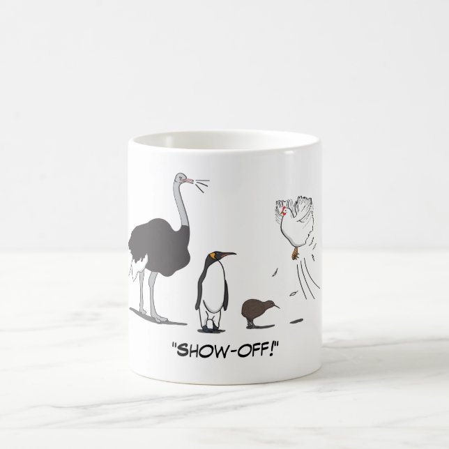 Mug Le poulet drôle de vol de kiwi de pingouin (Centre)