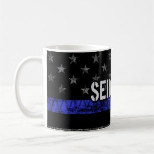 Mug Le sergent Thin Blue Line Distresse