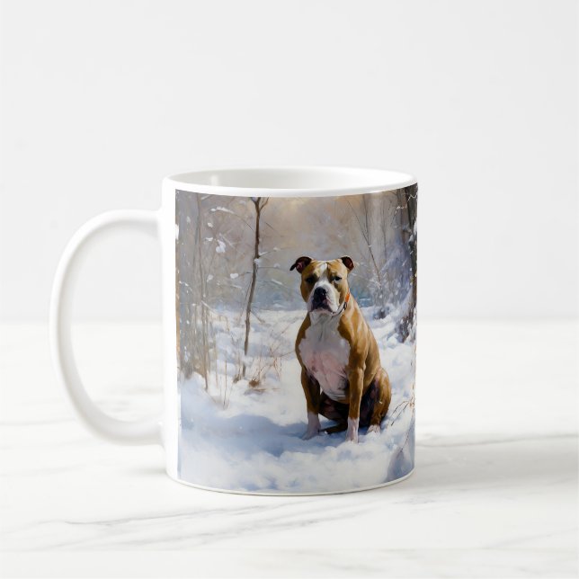 Mug Le Staffordshire Américain Laisser Neige Noël (Gauche)
