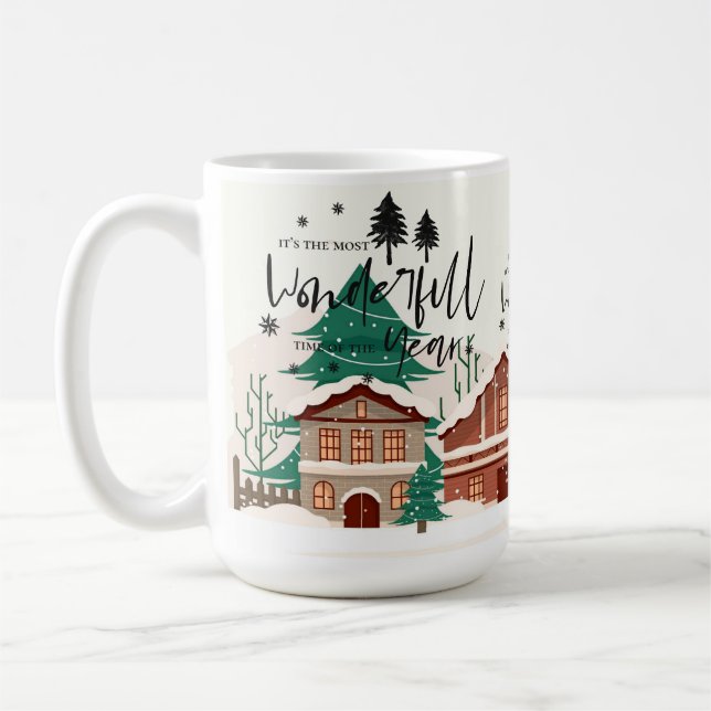 Mug Le temps le plus merveilleux Paysage de ville Noël (Gauche)