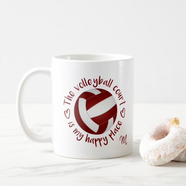 Mug le terrain de volley-ball blanc marron est mon end (Avec donut)
